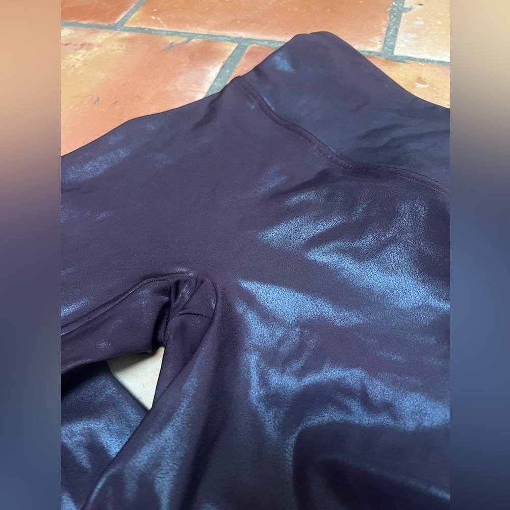 SPANX Burgundy Faux Leather Leggings - Picture 2 of 5
